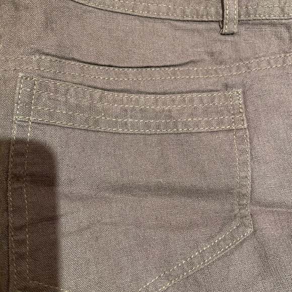 Linen brown crop pant roll up or down - Picture 4 of 5